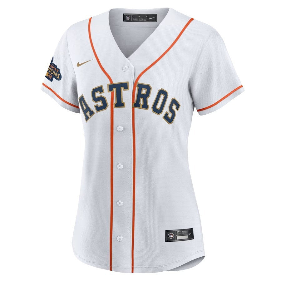 Custom 00 Houston Astros 2023 Women Jersey - White/Gold