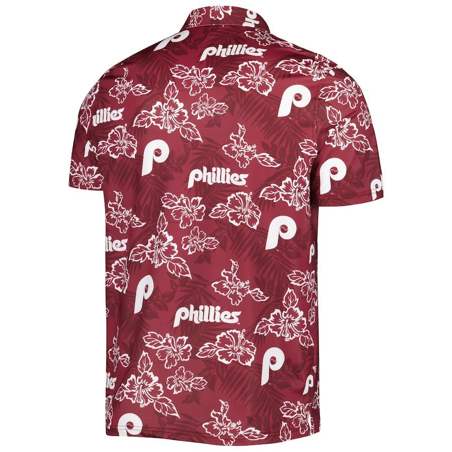 Philadelphia Phillies Reyn Spooner Cooperstown Collection Puamana Print Polo Shirt - Burgundy
