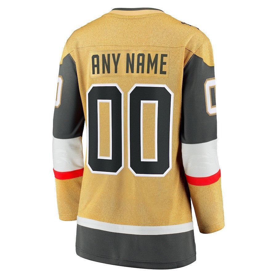 Custom 00 Vegas Golden Knights Women's 2023 Stanley Cup Final Home Breakaway Jersey - Gold