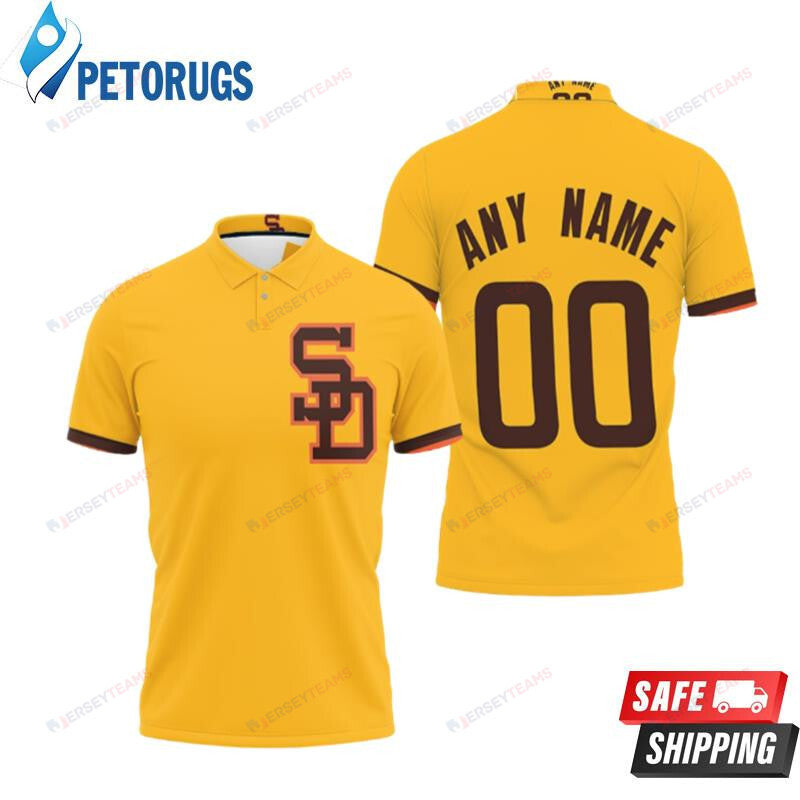 San Diego Padres 1982 Cooperstown Collection Golden Inspired Style Custom Name & Number Printed Polo Shirt