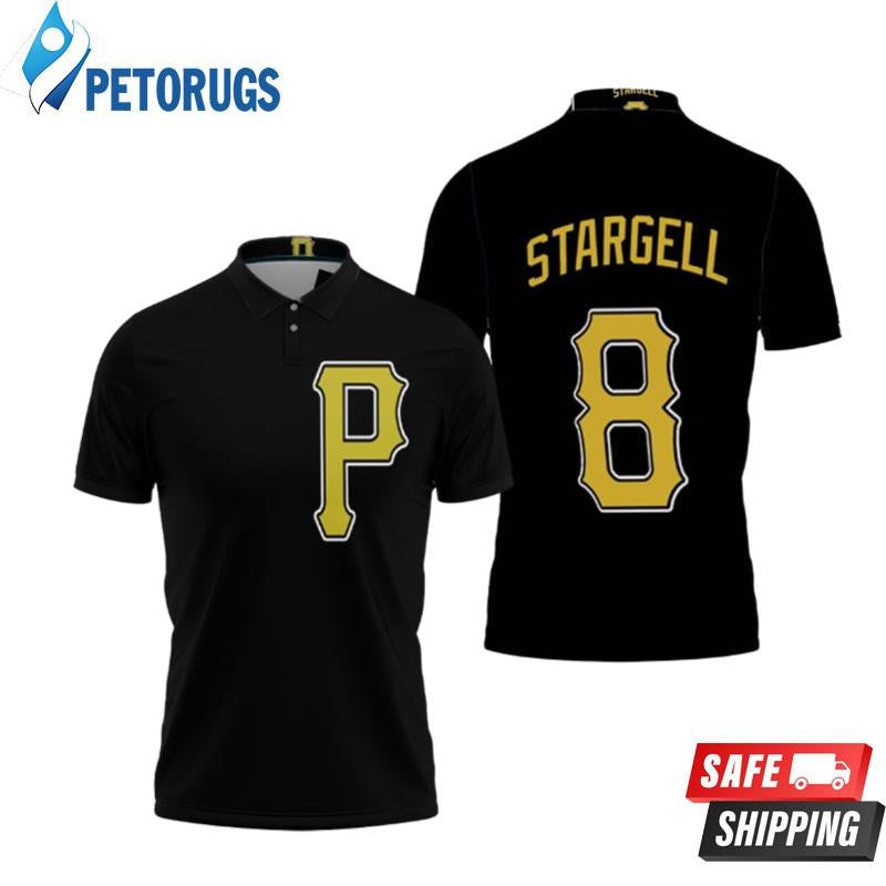 Pittsburgh Pirates Willie Stargell #8 Great Player Baseball Team Logo Majestic Custom Black 2019 Printed Polo Shirt
