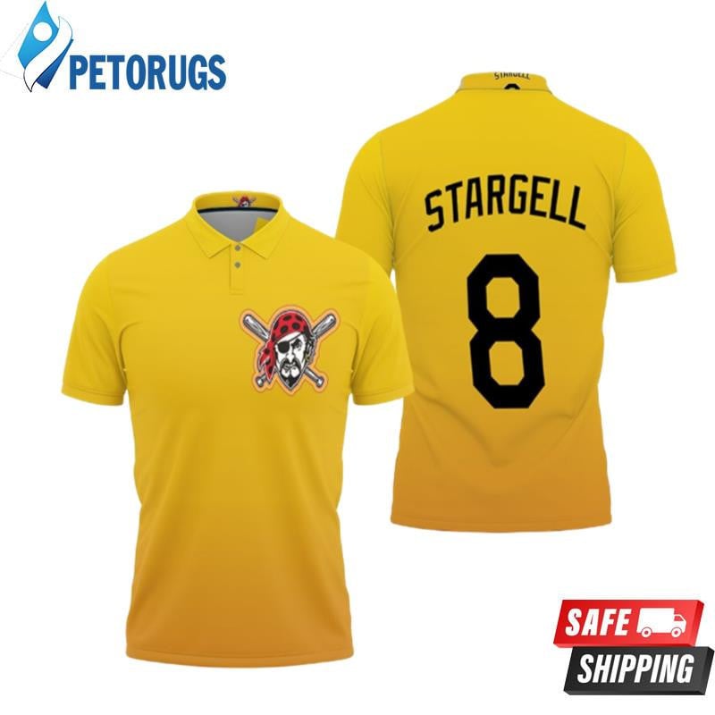 Pittsburgh Pirates Willie Stargell #8 Great Player 2020 Baseball Team Logo Yellow Printed Polo Shirt