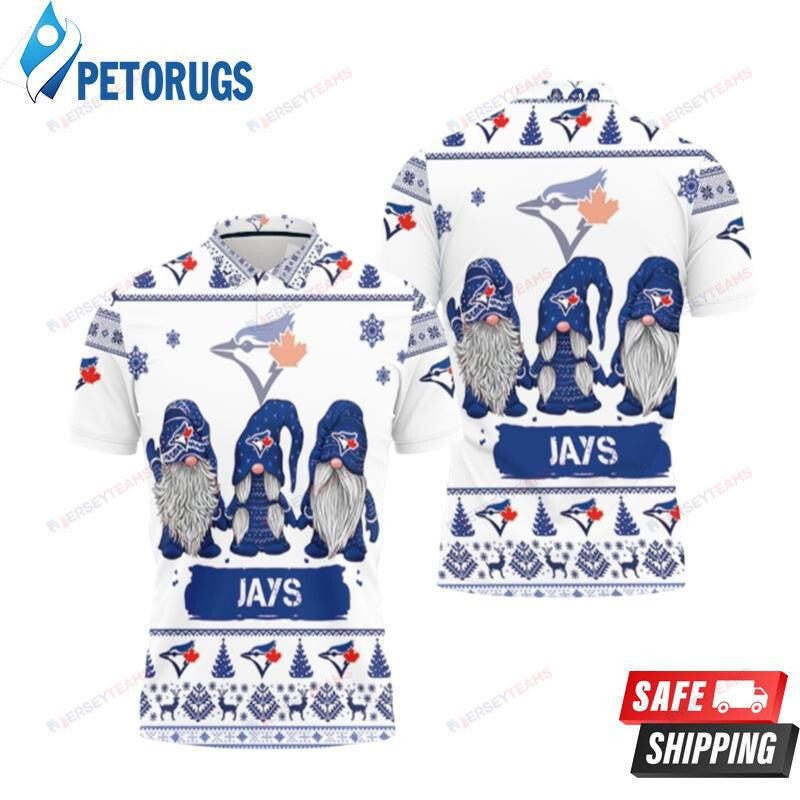 Christmas Gnomes Toronto Blue Jays Ugly Sweat Printed Polo Shirt