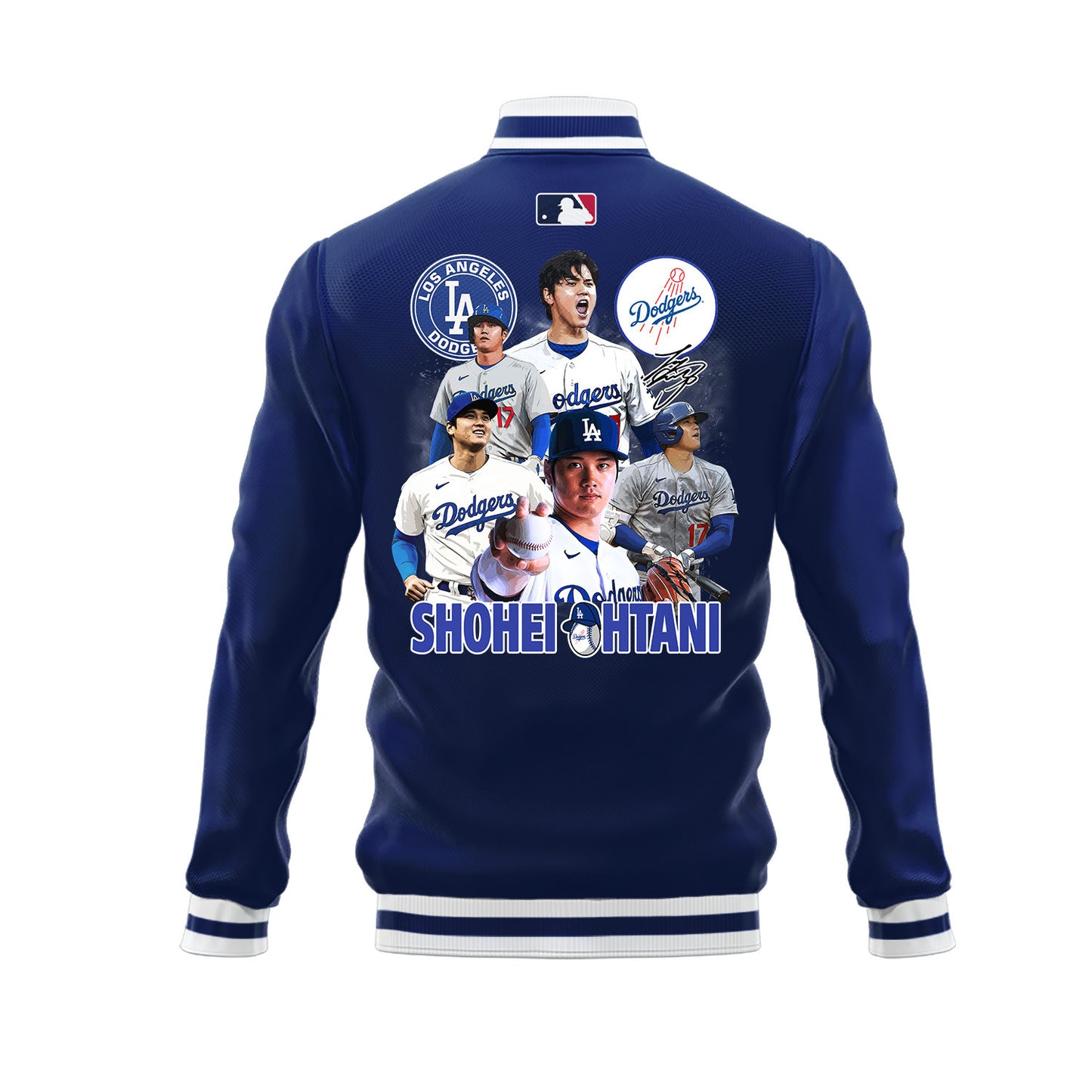 Shohei Ohtani 17 Los Angeles Dodgers Signed Logo Team Baseball Jacket - Royal - All-Over-Printed Jacket