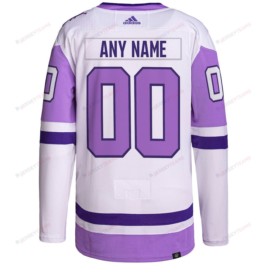 Calgary Flames Hockey Fights Cancer Primegreen Custom Men Jersey - White/Purple