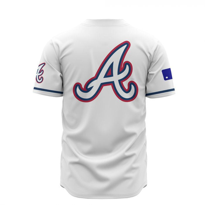 Atlanta Braves Custom Name Baseball Jersey - White