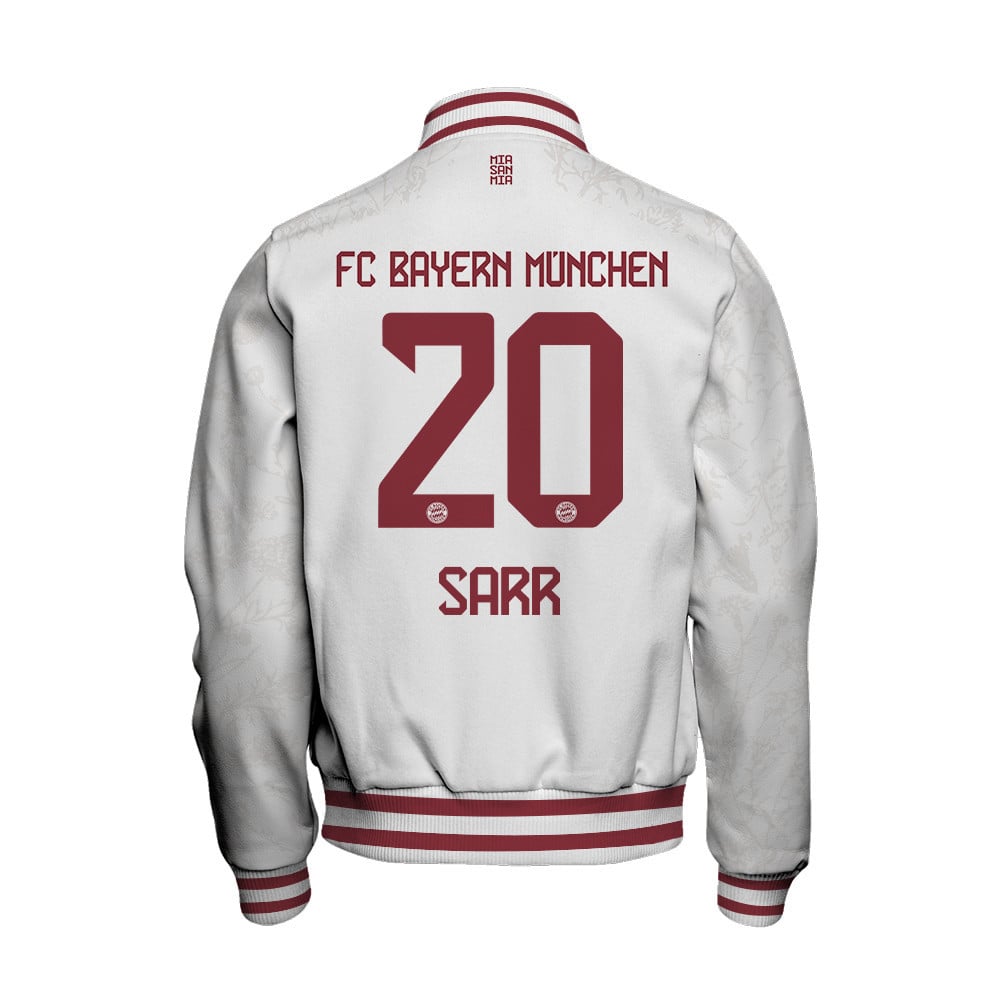 Bouna Sarr 20 Bayern Munich 2023/24 Third Baseball Jacket - White - All-Over-Printed Jacket