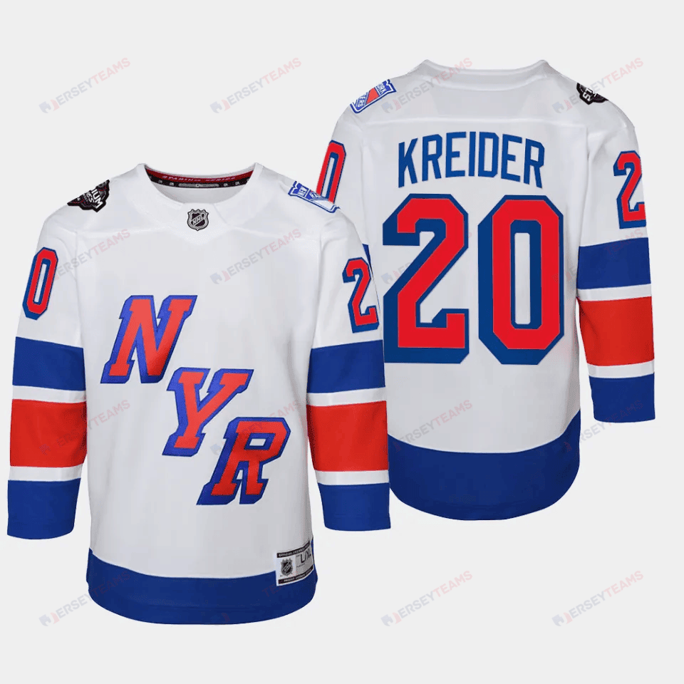 Chris Kreider 20 New York Rangers 2024 NHL YOUTH Stadium Series Jersey - White