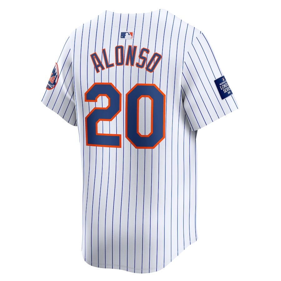 Pete Alonso 20 New York Mets 2024 MLB World Tour London Series Home Limited Player Men Jersey - White