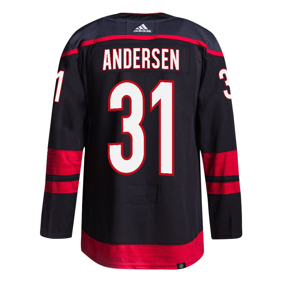 Frederik Andersen 31 Carolina Hurricanes 2024 NHL Playoffs Patch Home Jersey - Men, Black