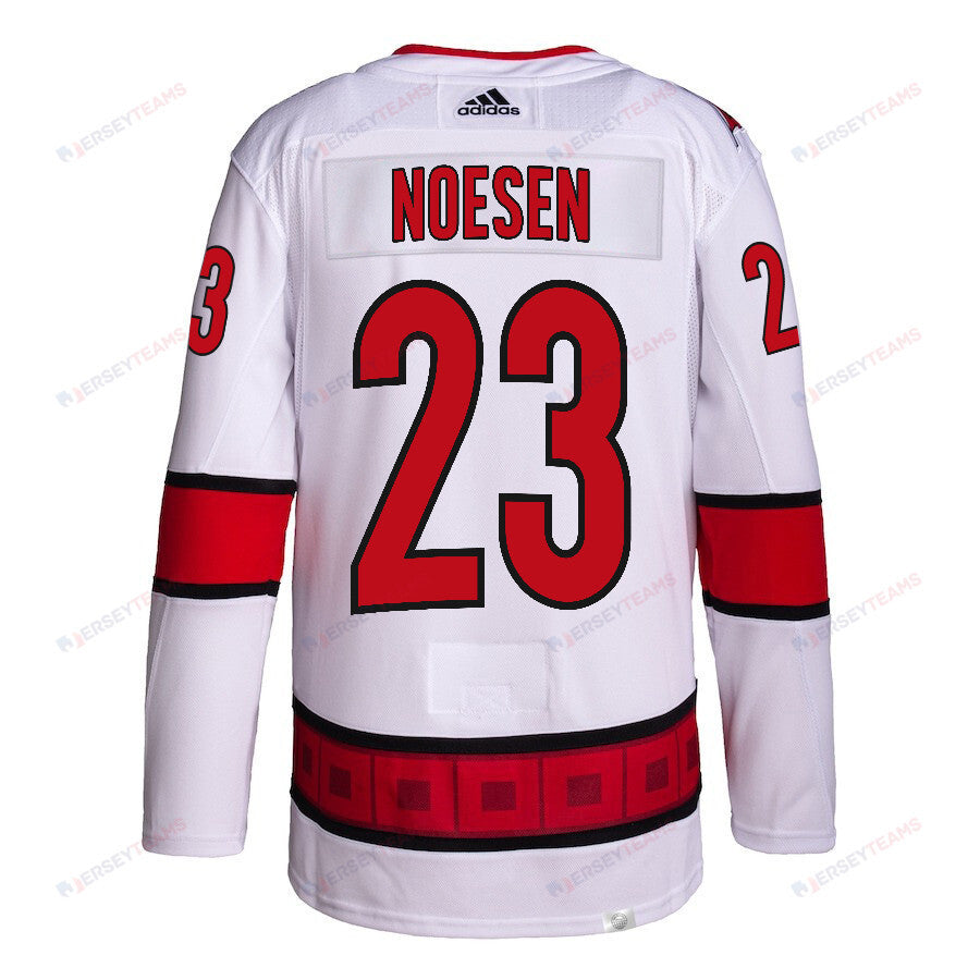 Stefan Noesen 23 Carolina Hurricanes 2024 NHL Playoffs Patch Away Jersey - Men, White