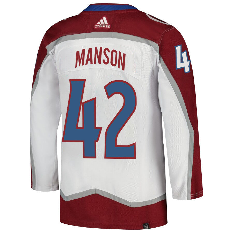 Josh Manson 42 Colorado Avalanche 2024 NHL Playoffs Patch Away Jersey - Men, White