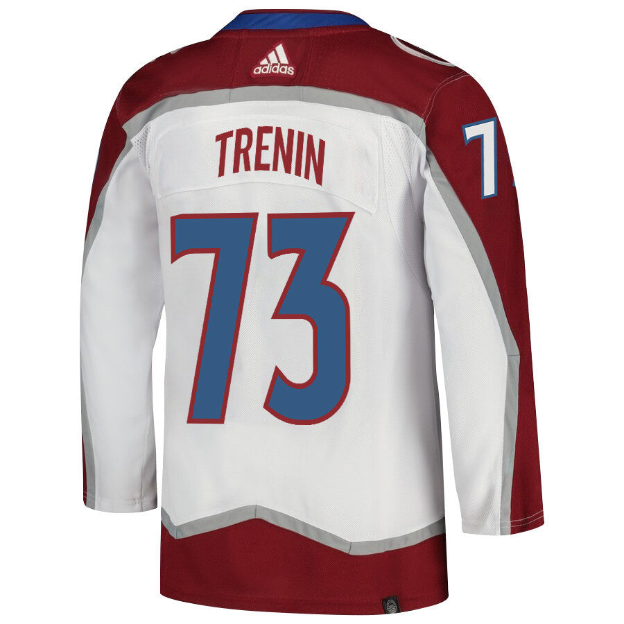 Yakov Trenin 73 Colorado Avalanche 2024 NHL Playoffs Patch Away Jersey - Men, White