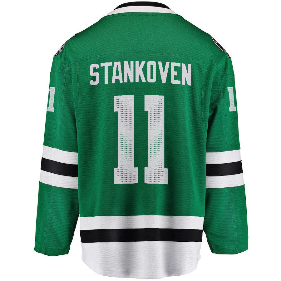 Logan Stankoven 11 Dallas Stars 2024 NHL Playoffs Patch Home Jersey - Men, Green