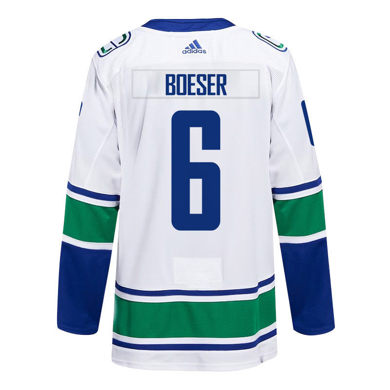 Brock Boeser 6 Vancouver Canucks 2024 NHL Playoffs Patch Away Jersey - Men, White