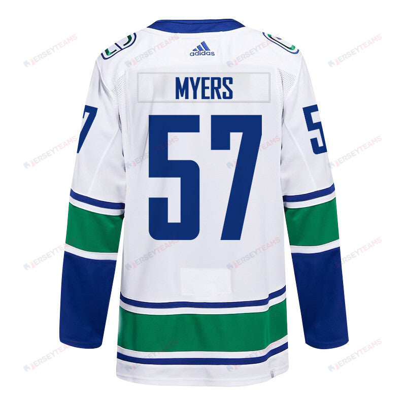 Tyler Myers 57 Vancouver Canucks 2024 NHL Playoffs Patch Away Jersey - Men, White
