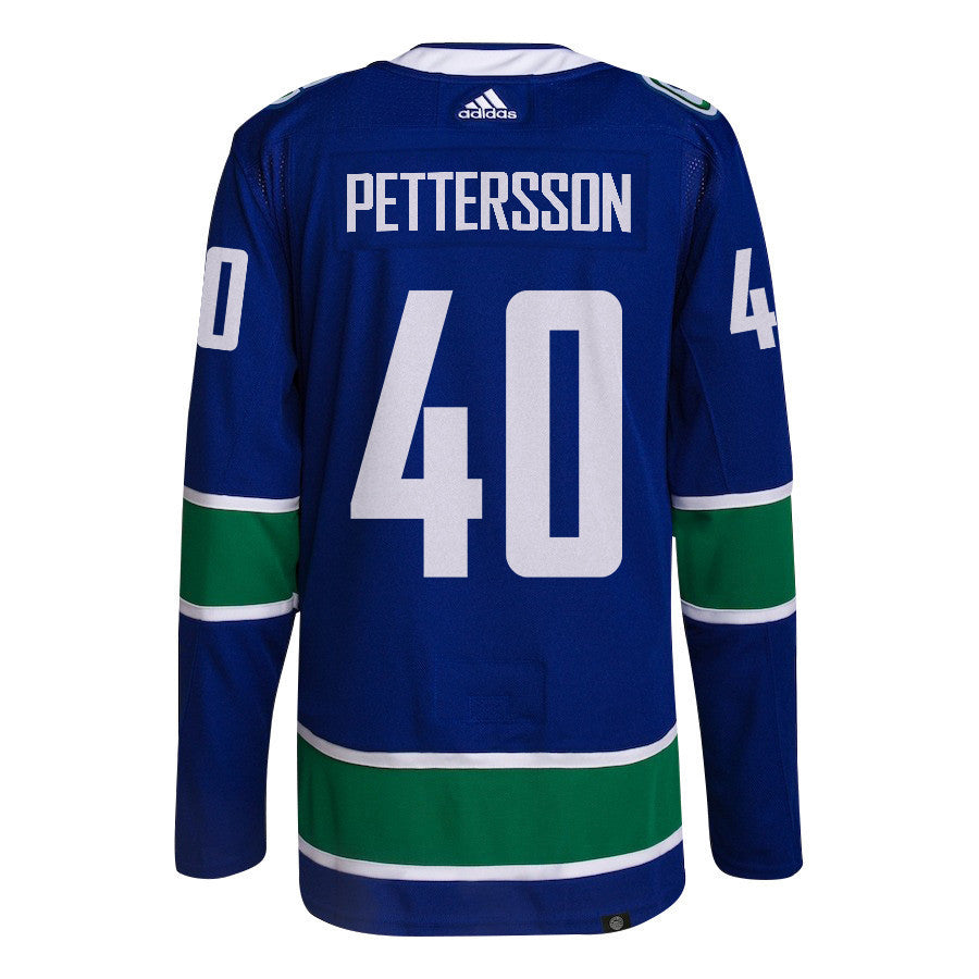 Elias Pettersson 40 Vancouver Canucks 2024 NHL Playoffs Patch Home Jersey - Men, Blue