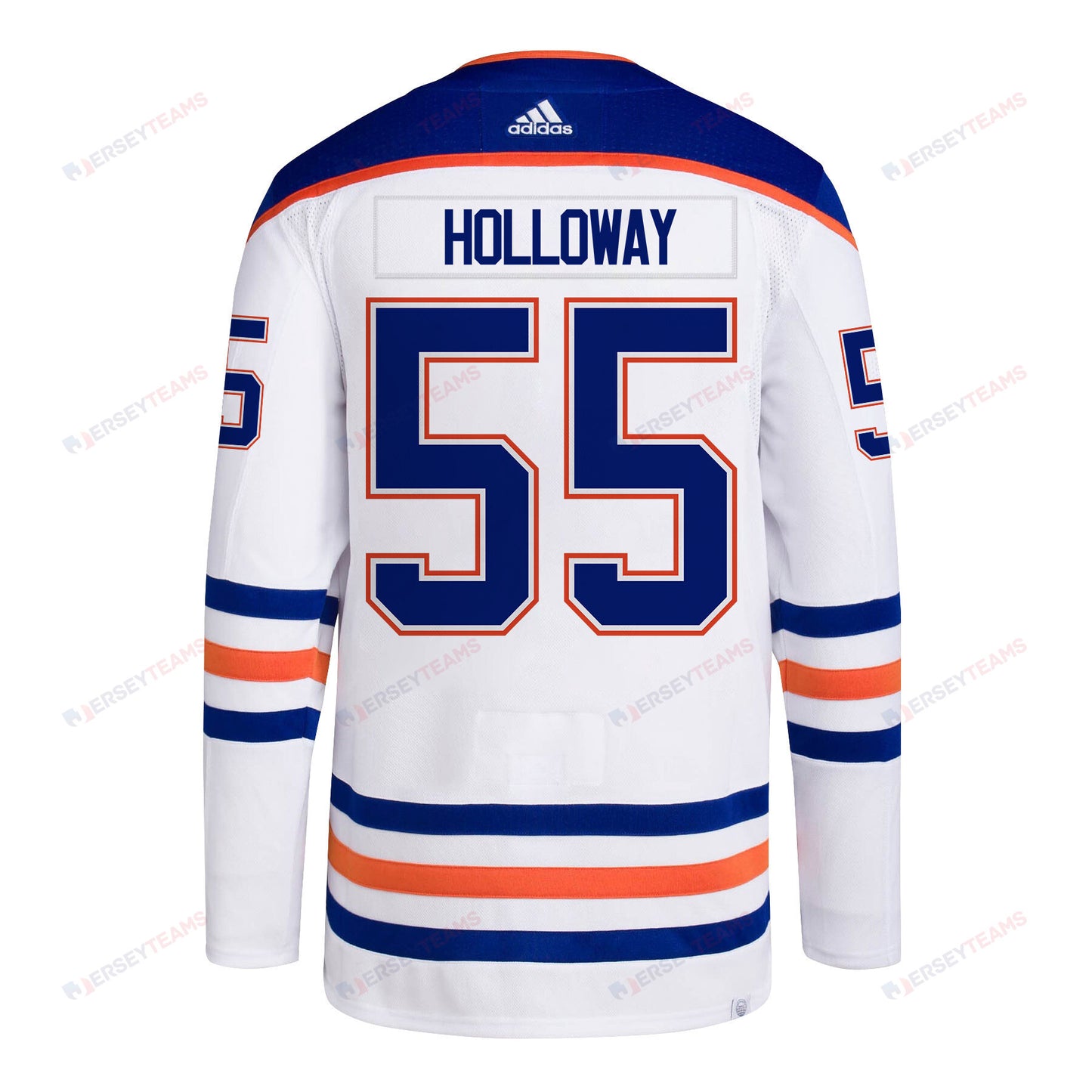 Dylan Holloway 55 Edmonton Oilers 2024 NHL Playoffs Patch Away Jersey - Men, White