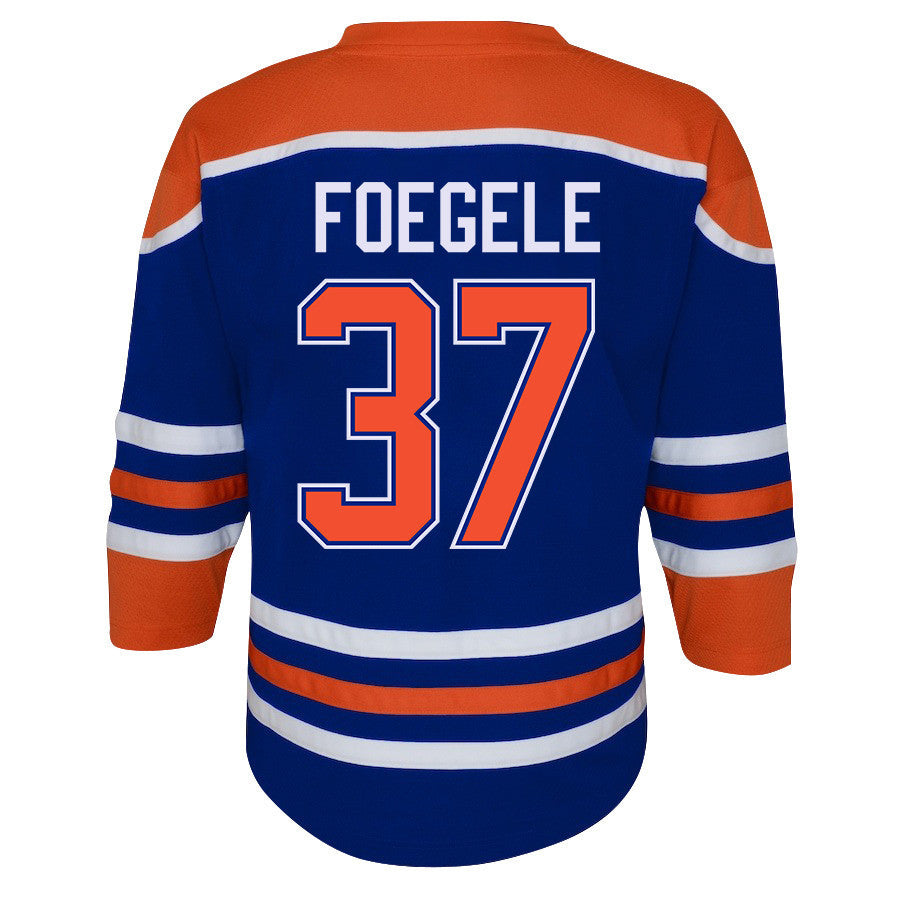 Warren Foegele 37 Edmonton Oilers 2024 STANLEY CUP Final Youth Home Jersey - Royal