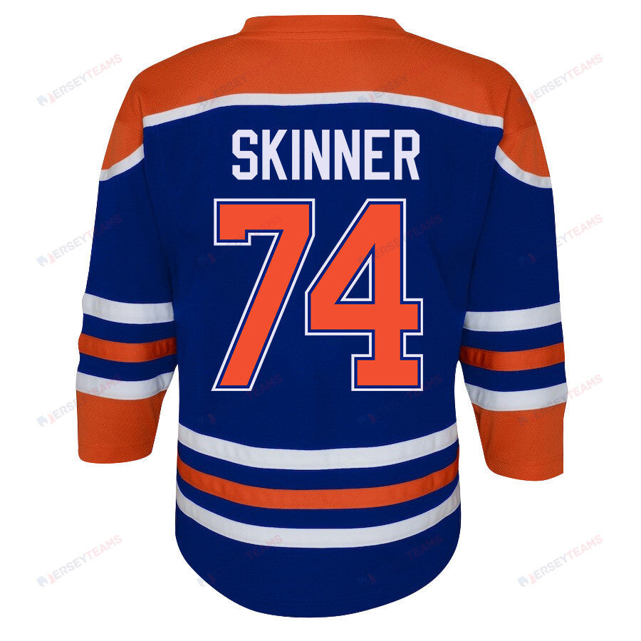 Stuart Skinner 74 Edmonton Oilers 2024 STANLEY CUP Final Youth Home Jersey - Royal