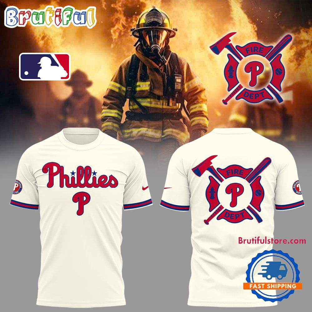 Philadelphia Phillies x Firefighter Appreciation Night All Over Printed T-shirt - Cream