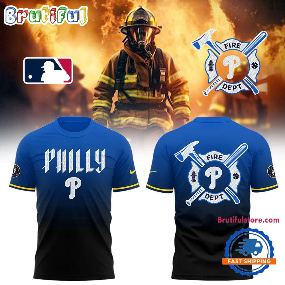 Philadelphia Phillies x Firefighter Appreciation Night 2025 All Over Printed T-shirt - Blue