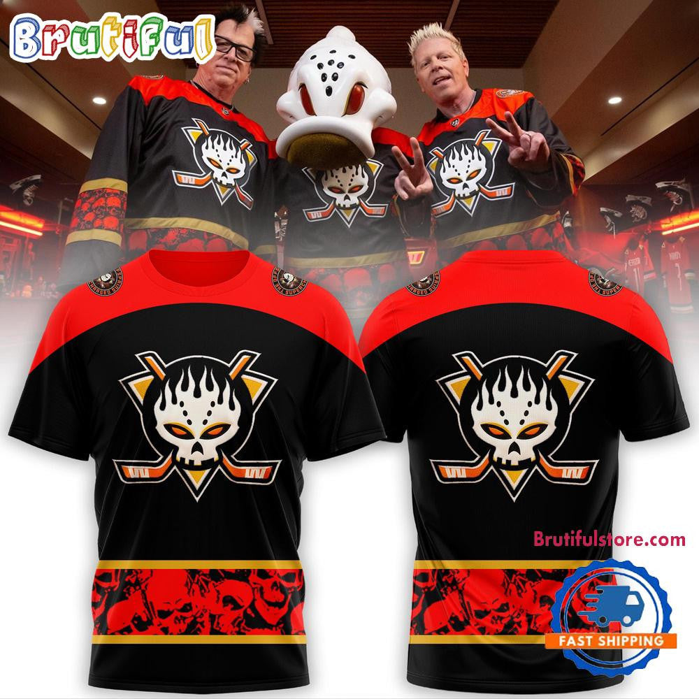 Anaheim Ducks x The Offspring 2025 All Over Printed T-shirt - Black
