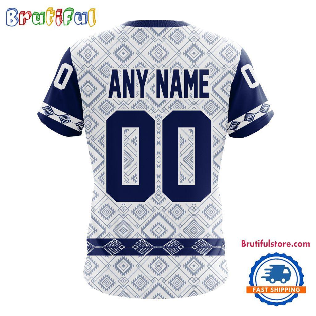 Toronto Maple Leafs Hockey Team Native Heritage Design Custom Name Number All Over Printed T-shirt - White