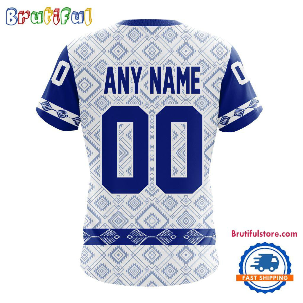 St. Louis Blues Hockey Team Native Heritage Design Custom Name Number All Over Printed T-shirt - White