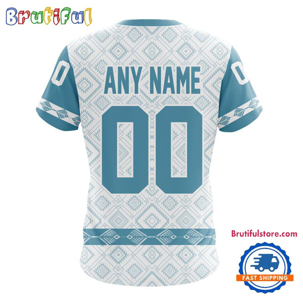 Seattle Kraken Hockey Team Native Heritage Design Custom Name Number All Over Printed T-shirt - White