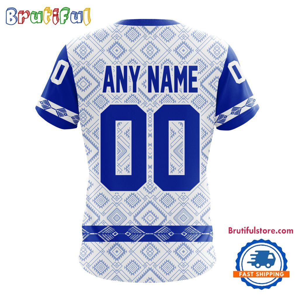 New York Rangers Hockey Team Native Heritage Design Custom Name Number All Over Printed T-shirt - White