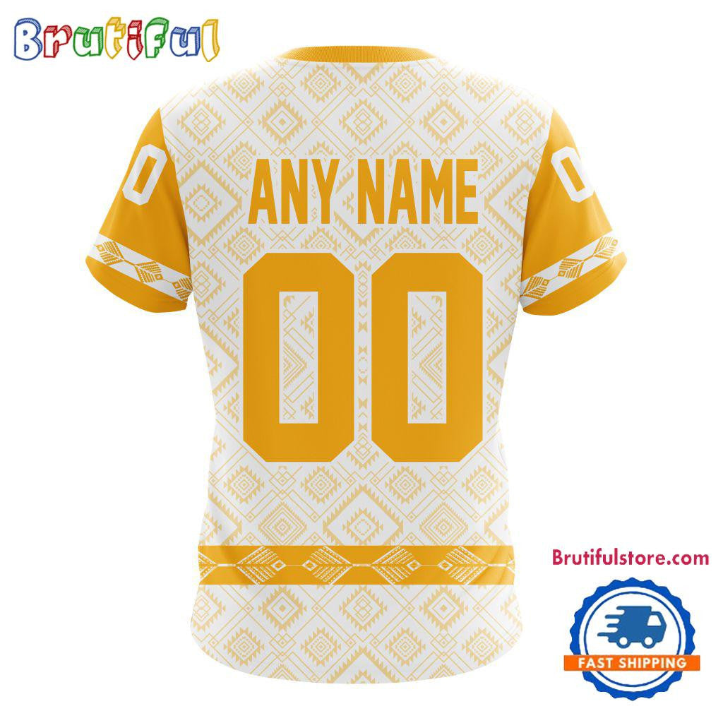 Nashville Predators Hockey Team Native Heritage Design Custom Name Number All Over Printed T-shirt - White