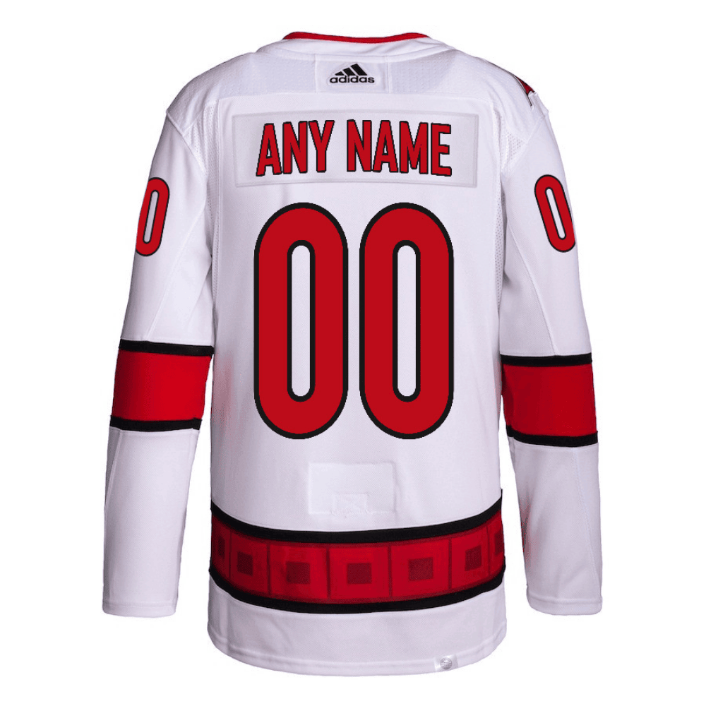 Carolina Hurricanes 2025 NHL Playoffs Patch Away Men Custom Jersey - White
