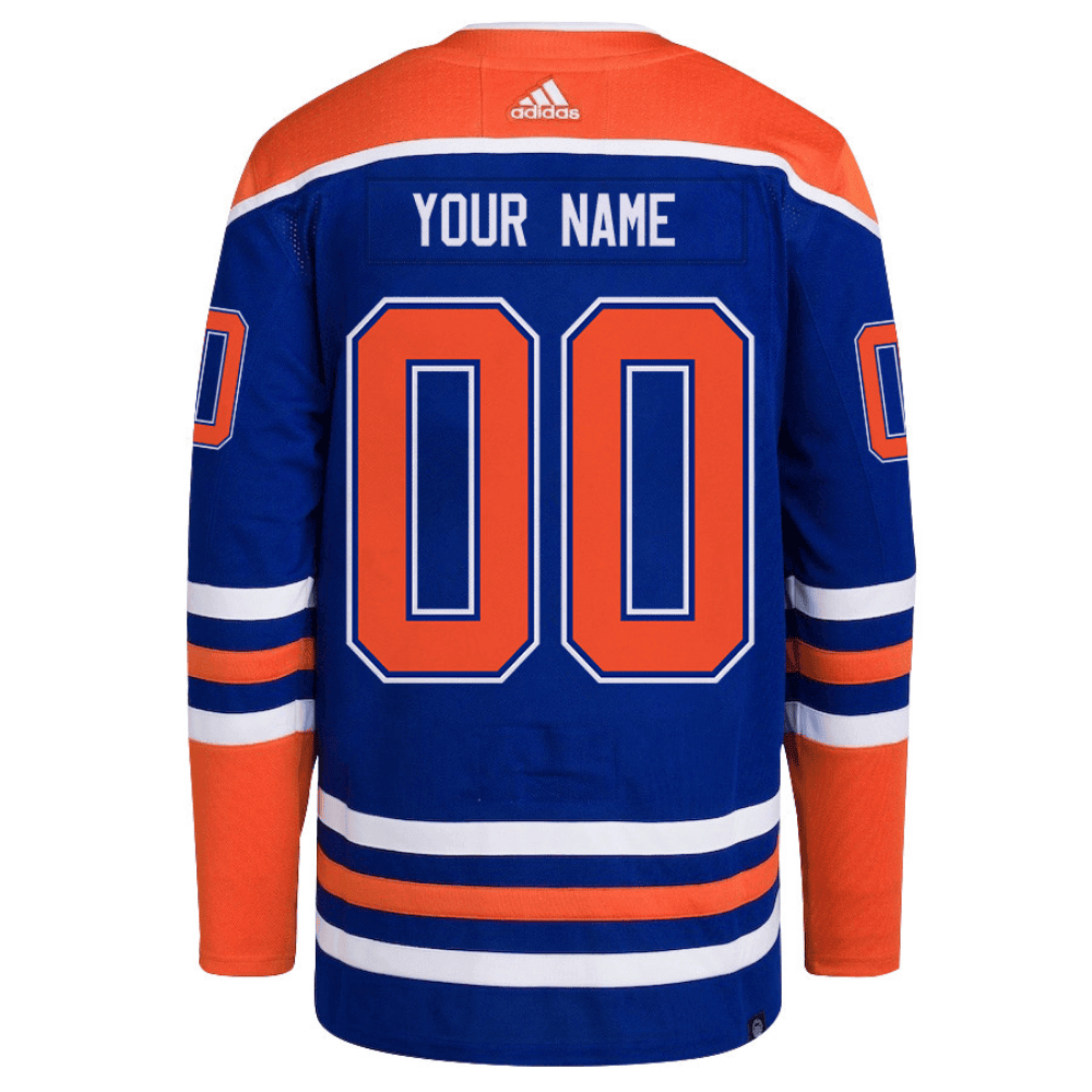 Edmonton Oilers 2025 NHL Playoffs Patch Home Men Custom Jersey - Blue