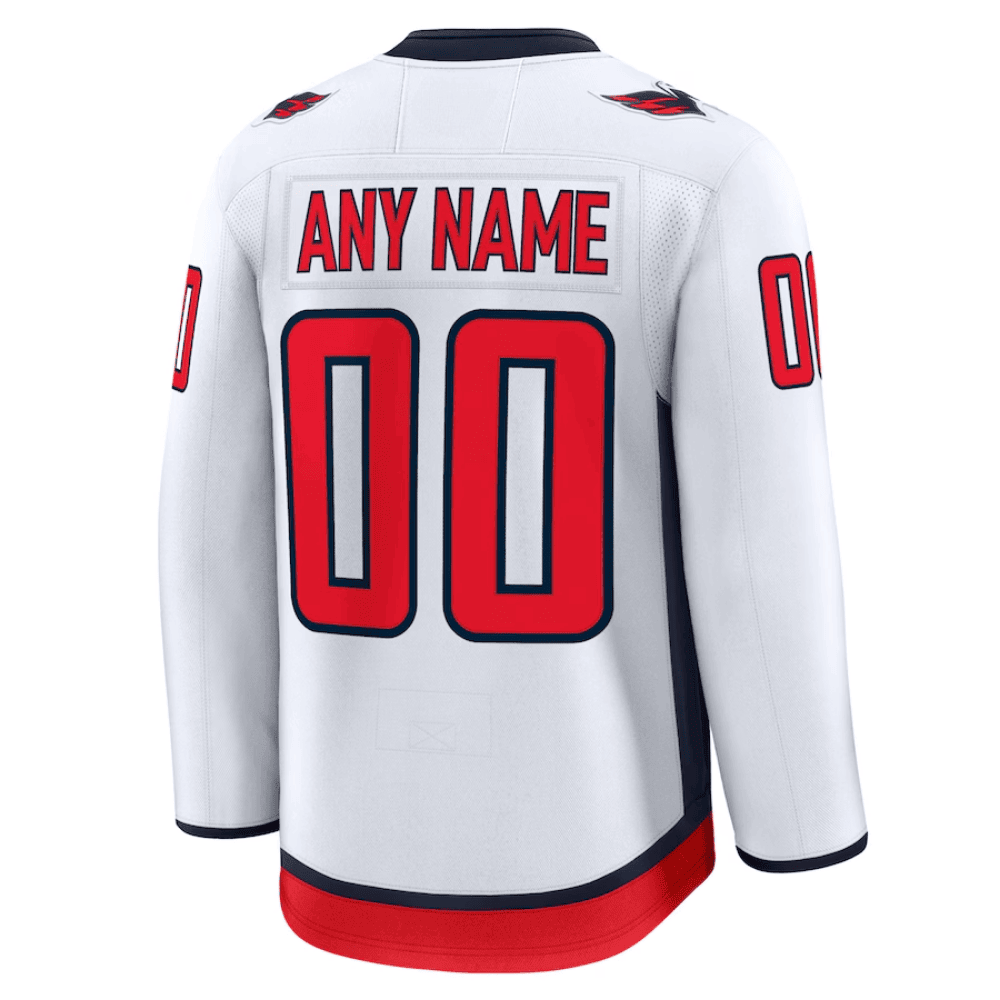 Washington Capitals 2025 NHL Playoffs Patch Away Men Custom Jersey - White