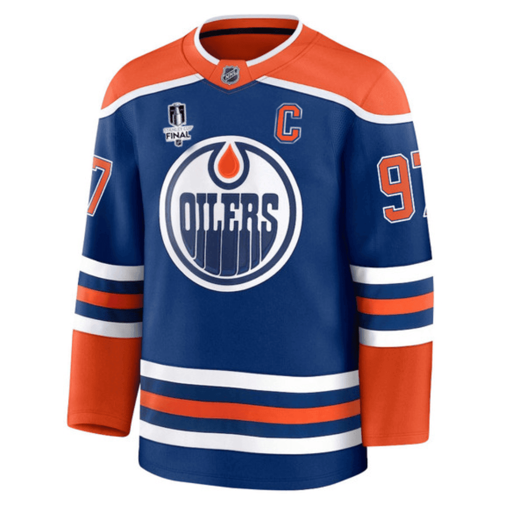 Connor McDavid 97 Edmonton Oilers 2025 STANLEY CUP Final Patch Home Men Jersey - Royal
