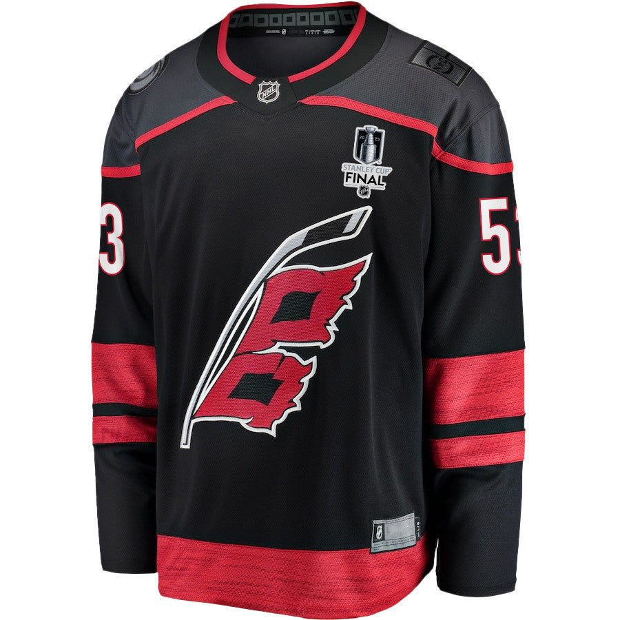 Jackson Blake 53 Carolina Hurricanes 2025 STANLEY CUP Final Patch Home Men Jersey - Black
