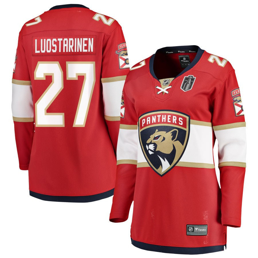 Eetu Luostarinen 27 Florida Panthers 2025 Stanley Cup Final Home Breakaway Women Jersey - Red