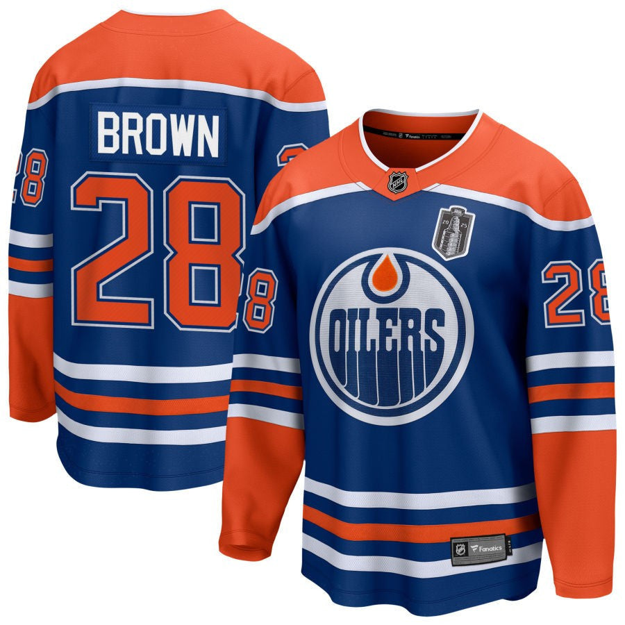 Connor Brown 28 Edmonton Oilers 2025 Stanley Cup Final Home Breakaway Men Jersey - Royal