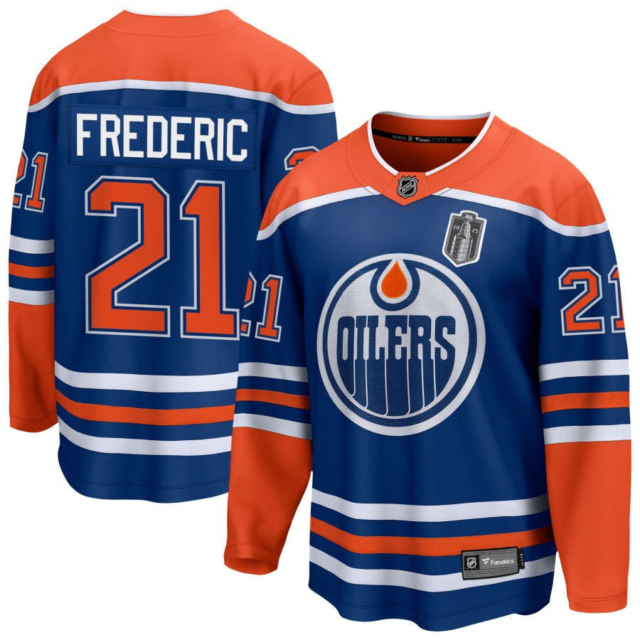 Trent Frederic 21 Edmonton Oilers 2025 Stanley Cup Final Home Breakaway Men Jersey - Royal