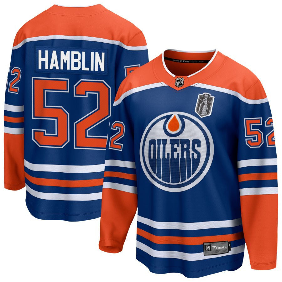 James Hamblin 52 Edmonton Oilers 2025 Stanley Cup Final Home Breakaway Men Jersey - Royal