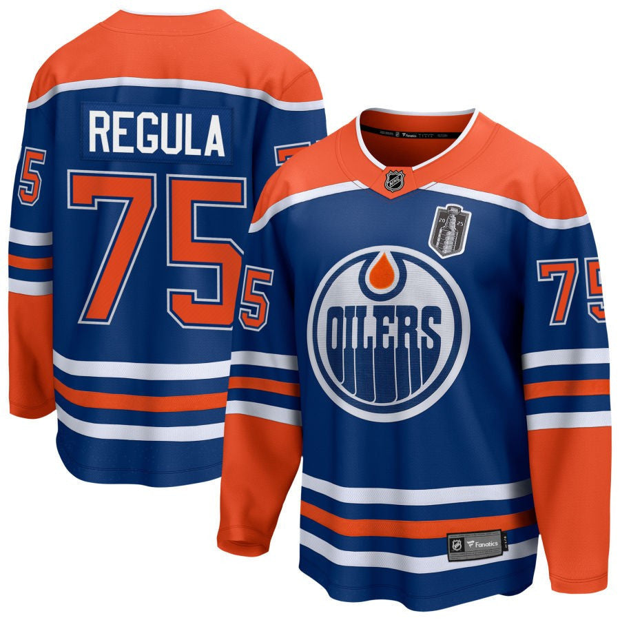 Alec Regula 75 Edmonton Oilers 2025 Stanley Cup Final Home Breakaway Men Jersey - Royal