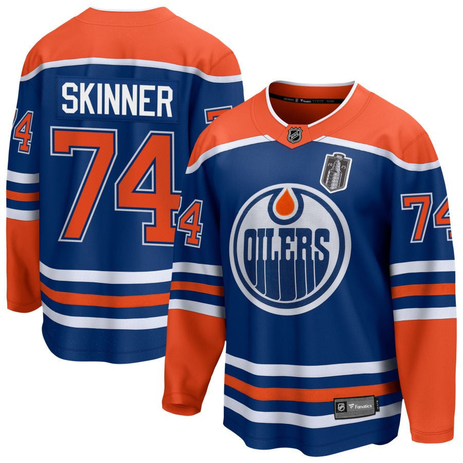 Stuart Skinner 74 Edmonton Oilers 2025 Stanley Cup Final Home Breakaway Men Jersey - Royal