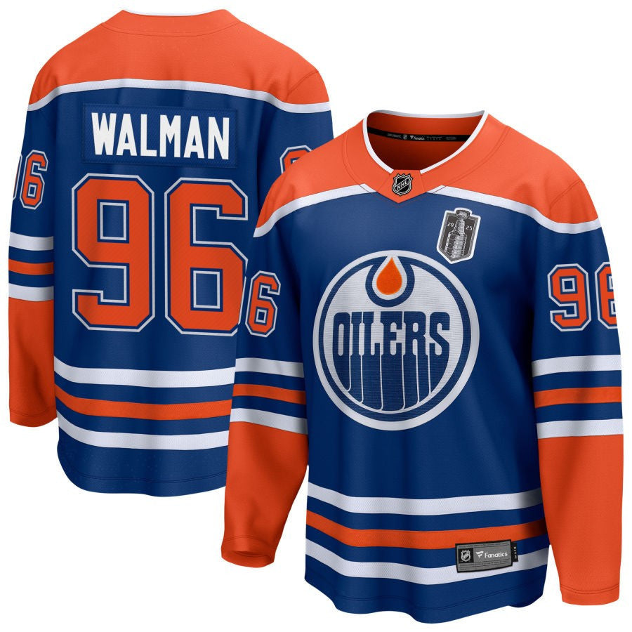 Jake Walman 96 Edmonton Oilers 2025 Stanley Cup Final Home Breakaway Men Jersey - Royal