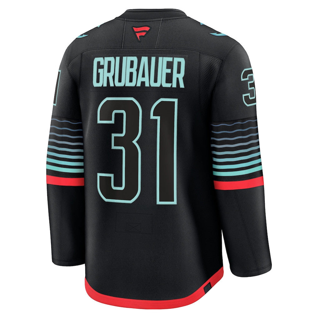Philipp Grubauer 31 Seattle Kraken 2025 Alternate Premium Men Jersey - Black