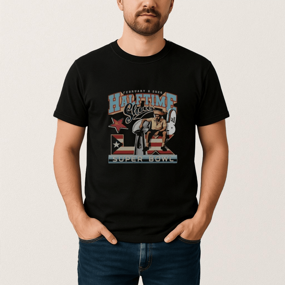 Bad Bunny Halftime Show Super Bowl 2026 T-Shirt - Black