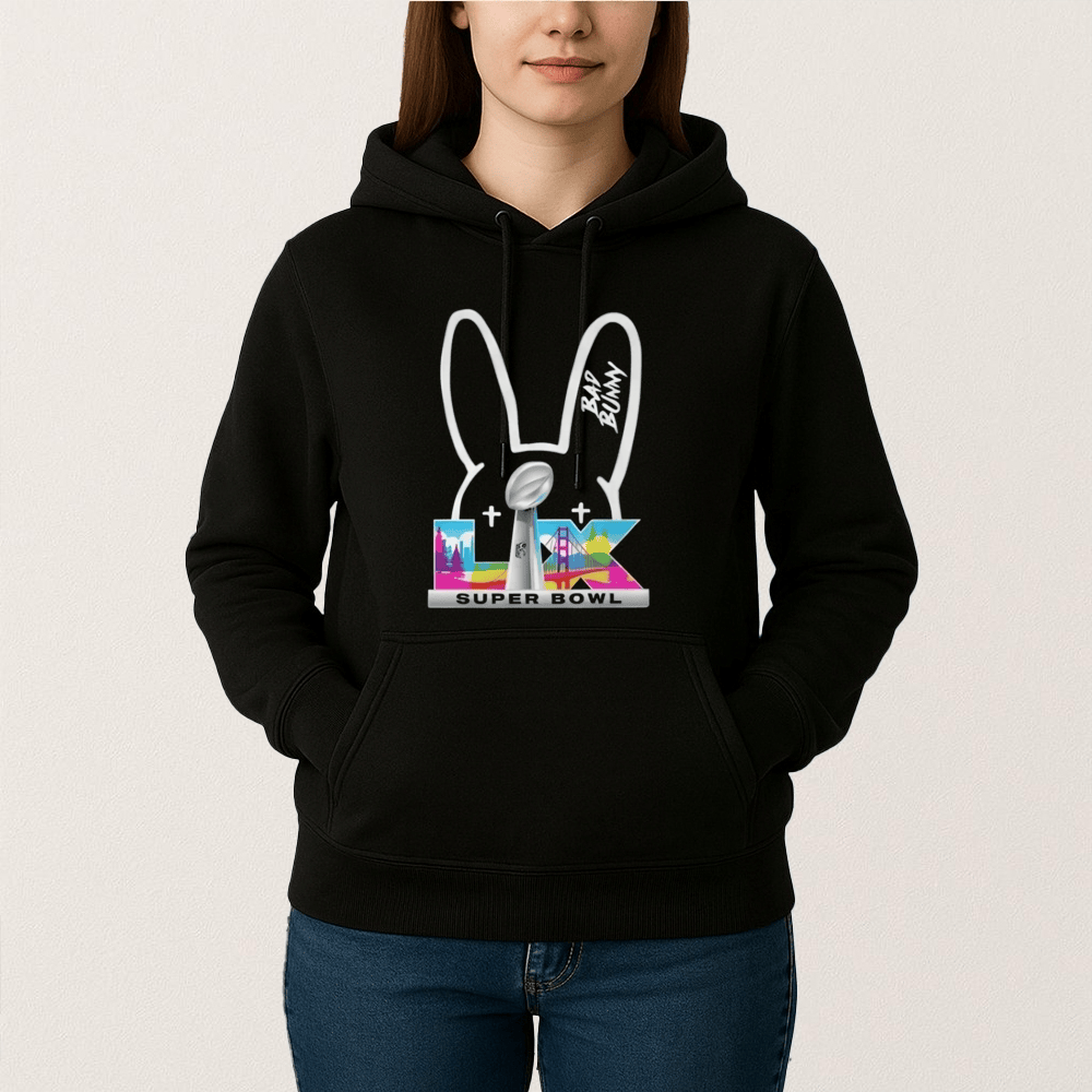 Bad Bunny Super Bowl 2026 Logo Hoodie - Black