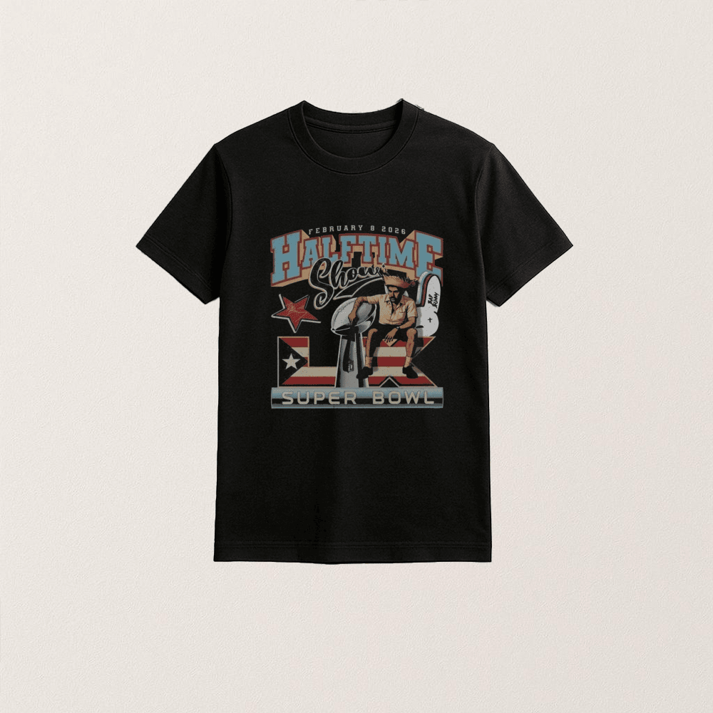 Halftime Show Bad Bunny Super Bowl 2026 T-Shirt - Black