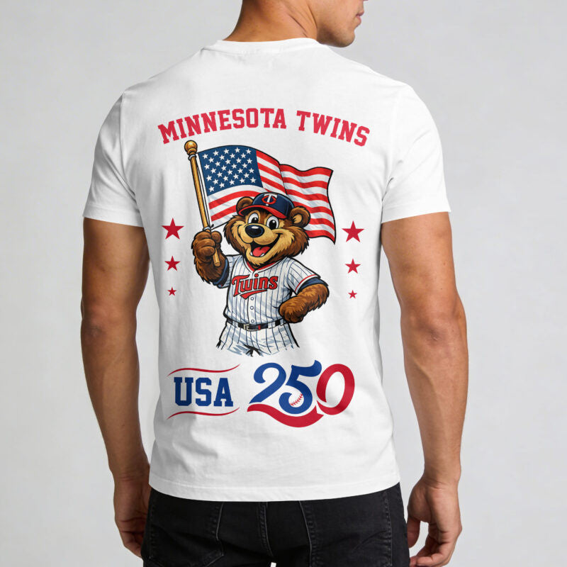 Minnesota Twins x 250 Years Of America Premium All Over Printed T-shirt - White
