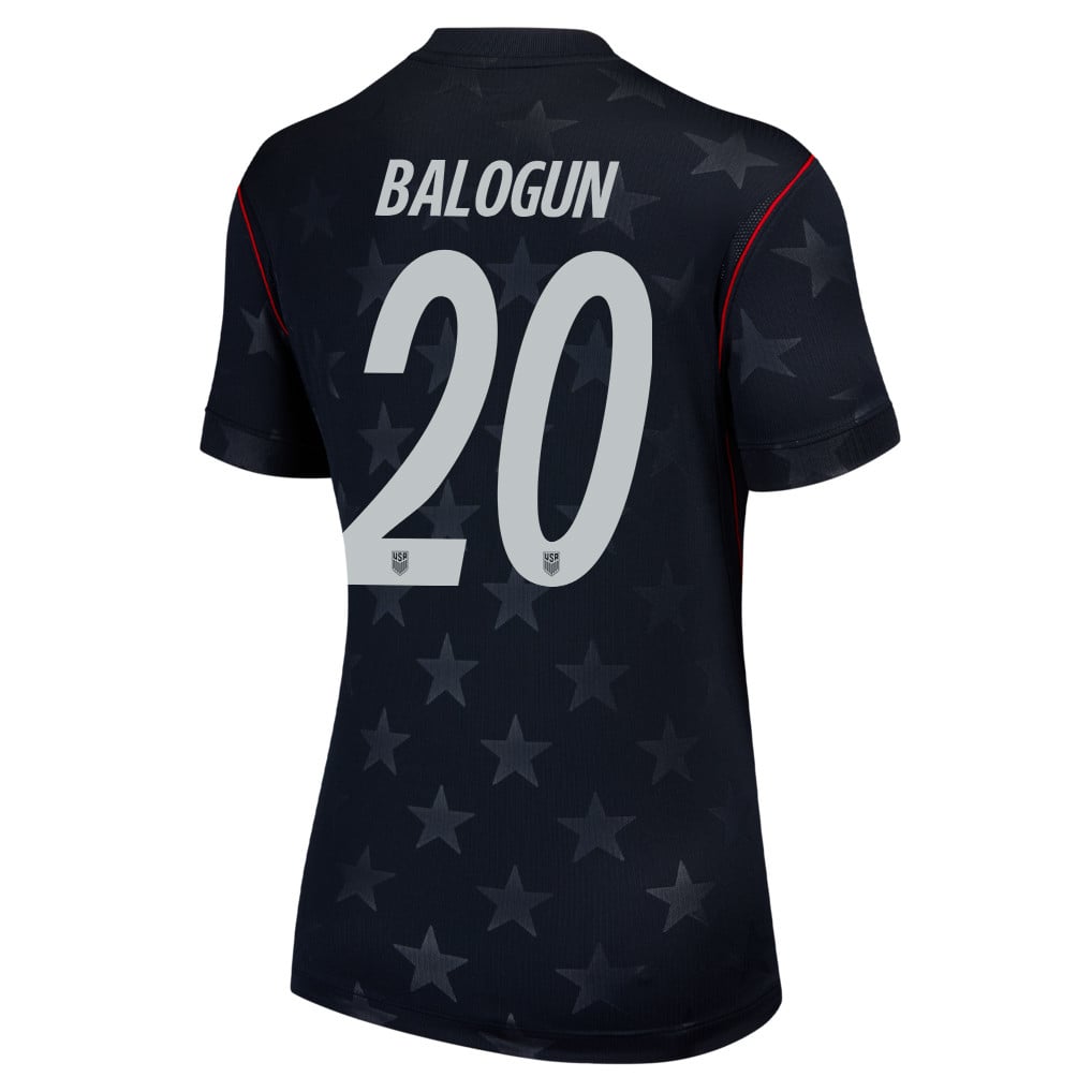Folarin Balogun 20 USMNT 2026 Women's Away Stadium Game Jersey - Black